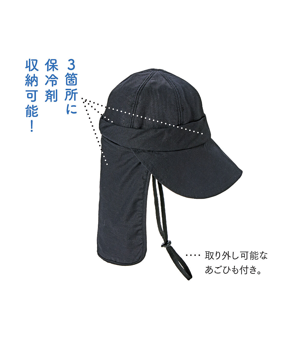 L'AMIPLUS|ラミプリュス　３つの保冷剤ポケット付き ＵＶ対策麻混キャスケット