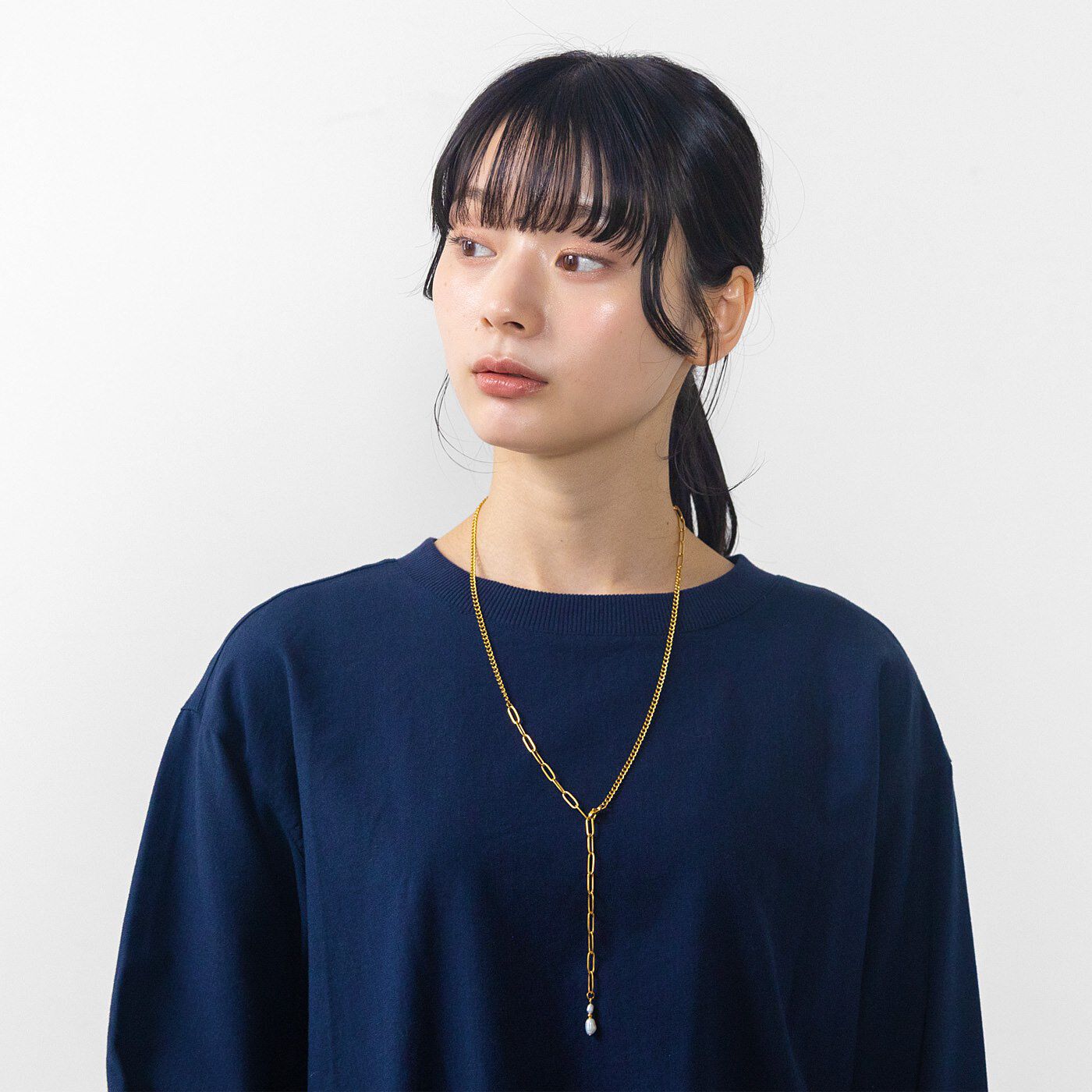 L'AMIPLUS|ラミプリュス　バロックパールが好印象　アレンジが楽しい グラスコードにもなる　ゴールドステンレスネックレスの会