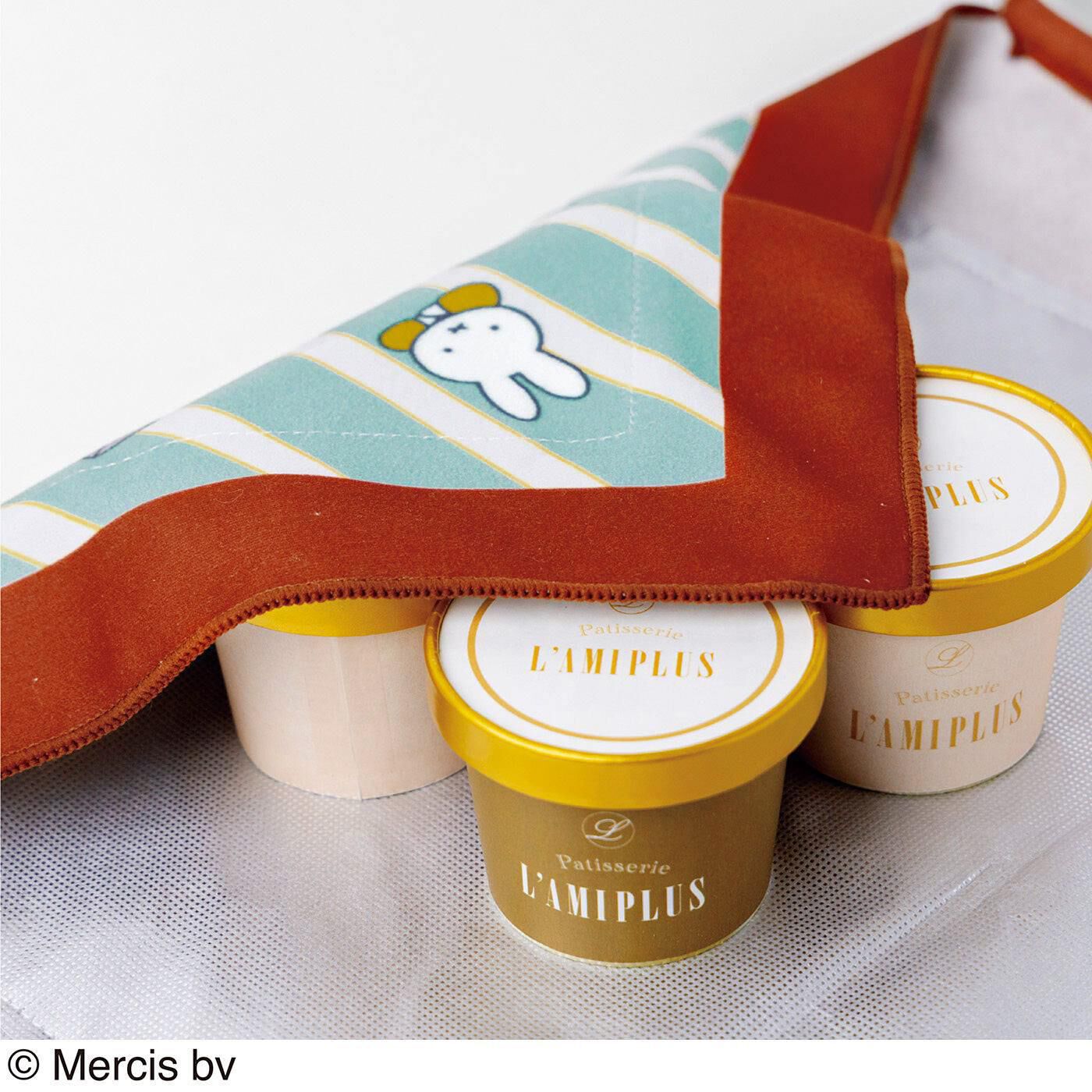 L'AMIPLUS|ラミプリュス　特殊繊維で結ばずピタッ 持ち手が付いてるひっつクロス〈ミッフィー〉の会|内側はアルミ仕様だから、保温・保冷もおまかせ。コンパクトにたためるのでエコバッグとセットで携帯しても◎。