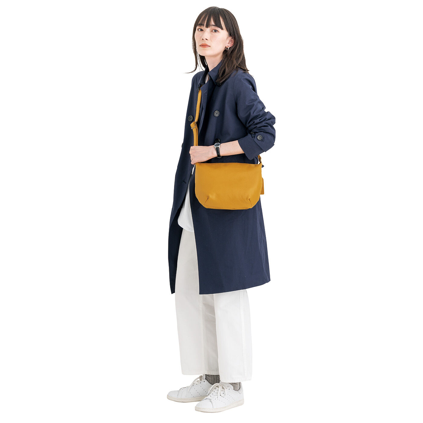 L'AMIPLUS|ラミプリュス　軽くて安心いい気分　姫路レザーの撥水（はっすい）ショルダーバッグ〈ミモザイエロー〉