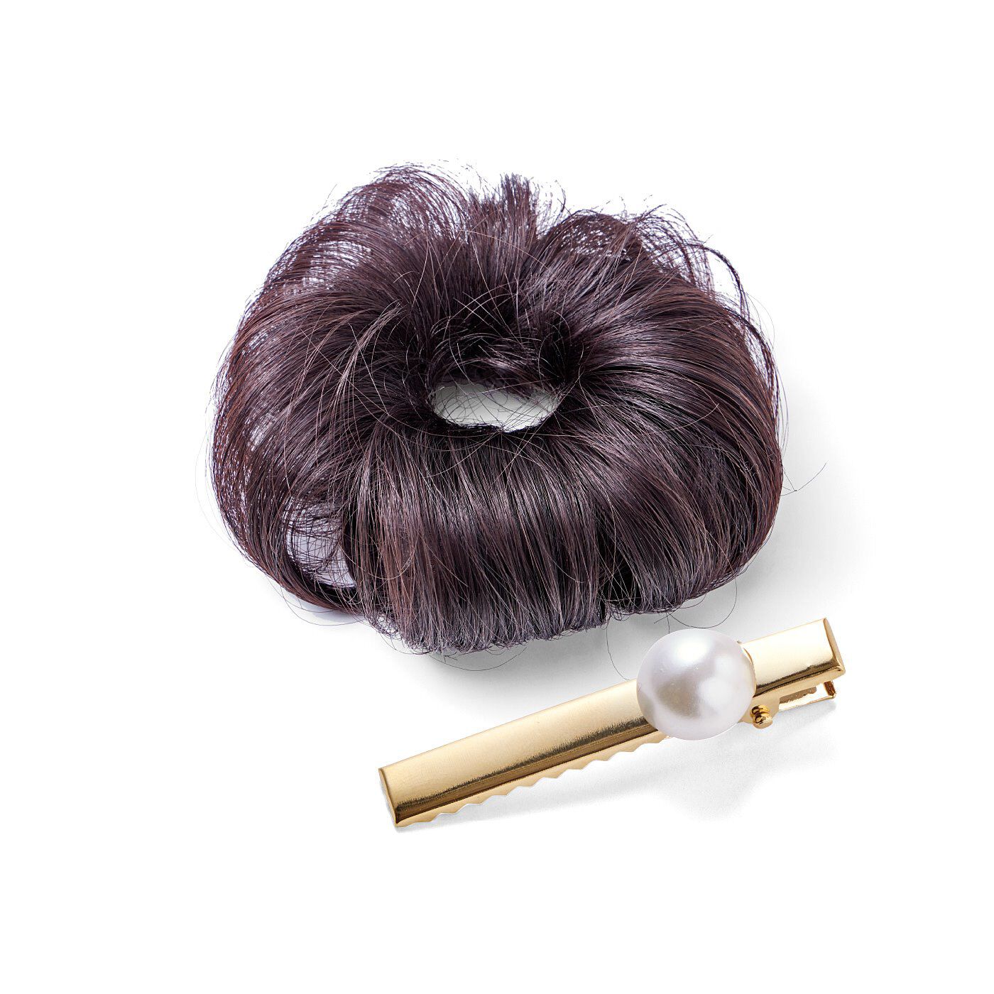 L'AMIPLUS|ラミプリュス　ヘアゴム感覚で結ぶだけ　簡単ボリュームアップ！　シュシュウィッグ〈ナチュラルブラック〉の会|〈L〉　ちょんと着けるとかわいいヘアアクセ付き。