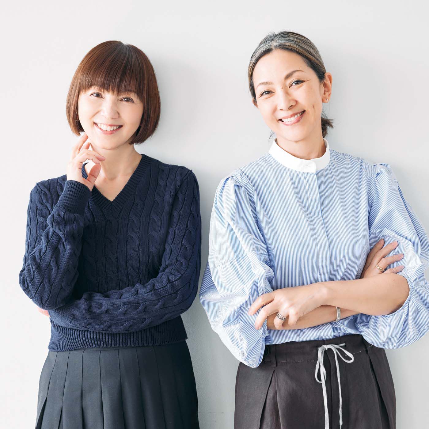frauglatt|大人の女史会×frauglatt　すそダブル仕上げ風で好バランス 伸びやかチェックパンツの会|＼50代からの人生を楽しもう！／『大人の女史会』の渡辺満里奈さん、松本孝美さん