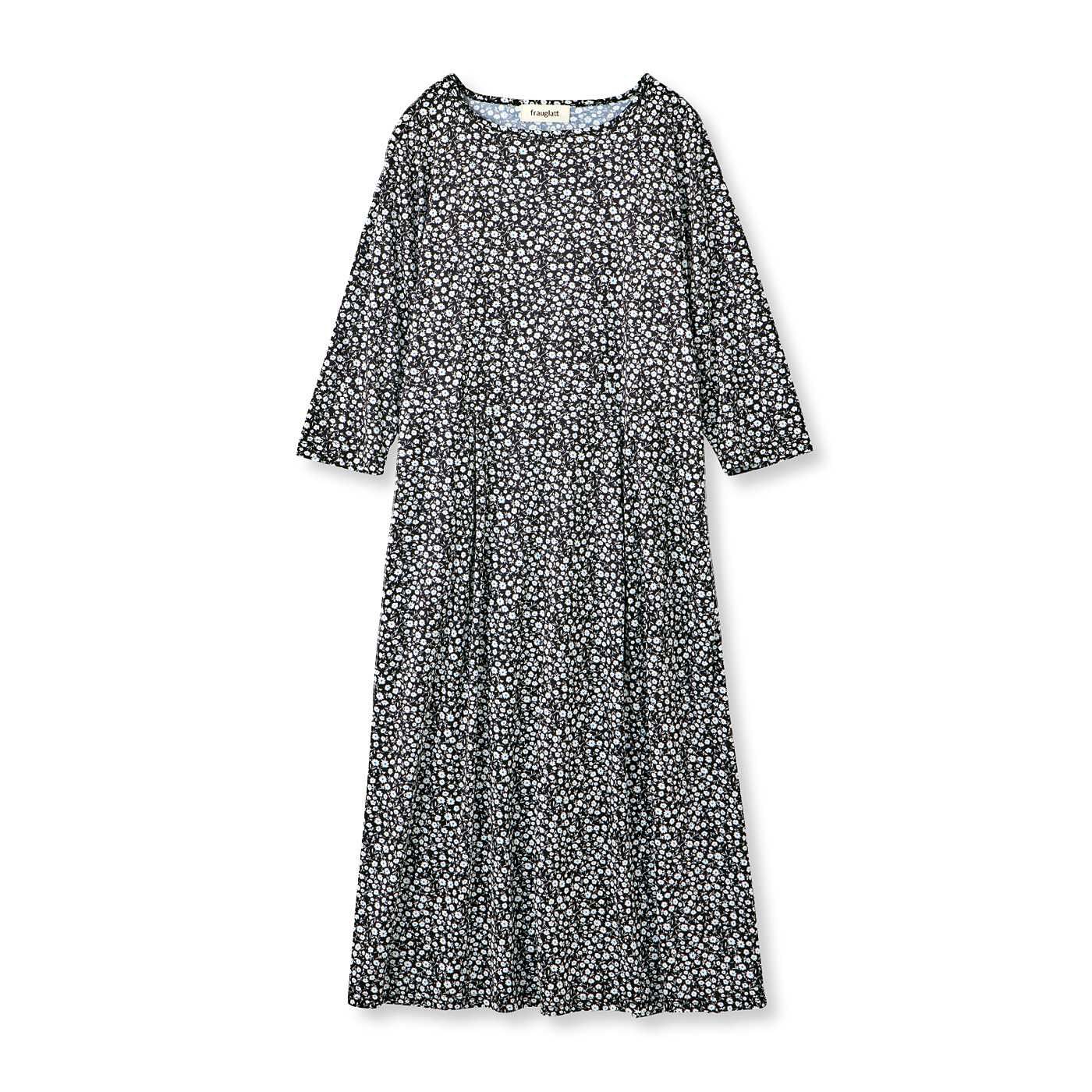 frauglatt［フラウグラット］|フラウグラット　身軽にお出かけ♪ 上品な小花柄のカットソーワンピースの会|〈ブラック〉