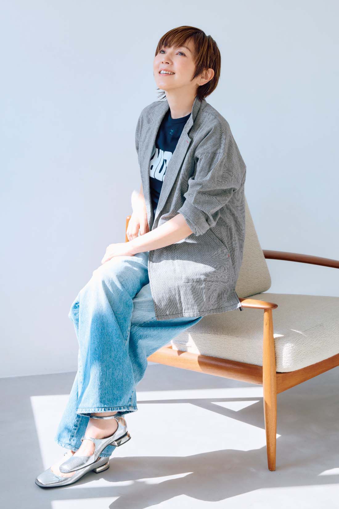 frauglatt|大人の女史会×frauglatt　ゆとり仕立てできちんと見え 小顔印象ダブルガーゼジャケット|〈千鳥格子〉