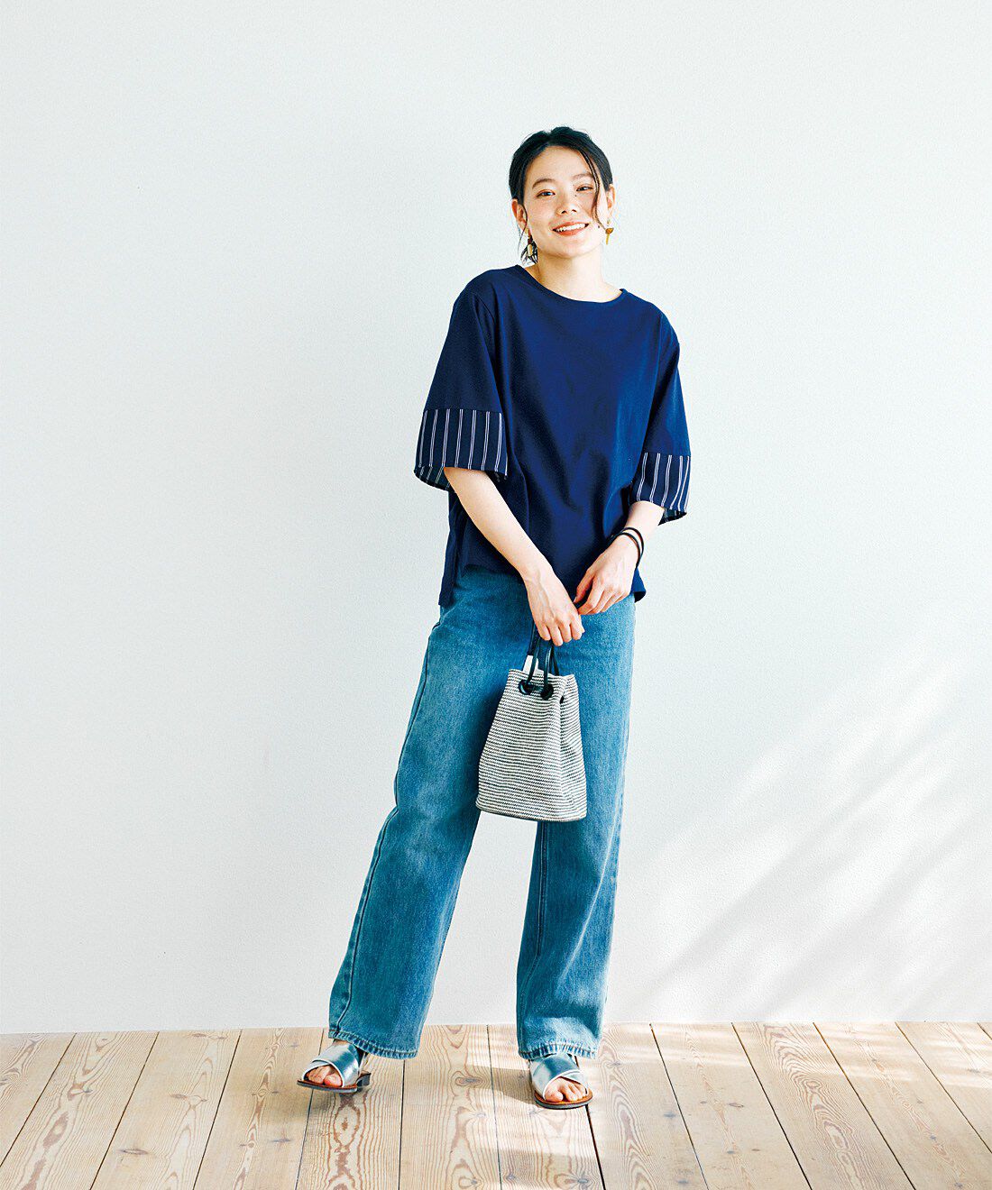 frauglatt|【7月分以降お届け】フラウグラット　ストライプ柄袖できれい見え　上品カットソートップス〈吸水速乾〉の会