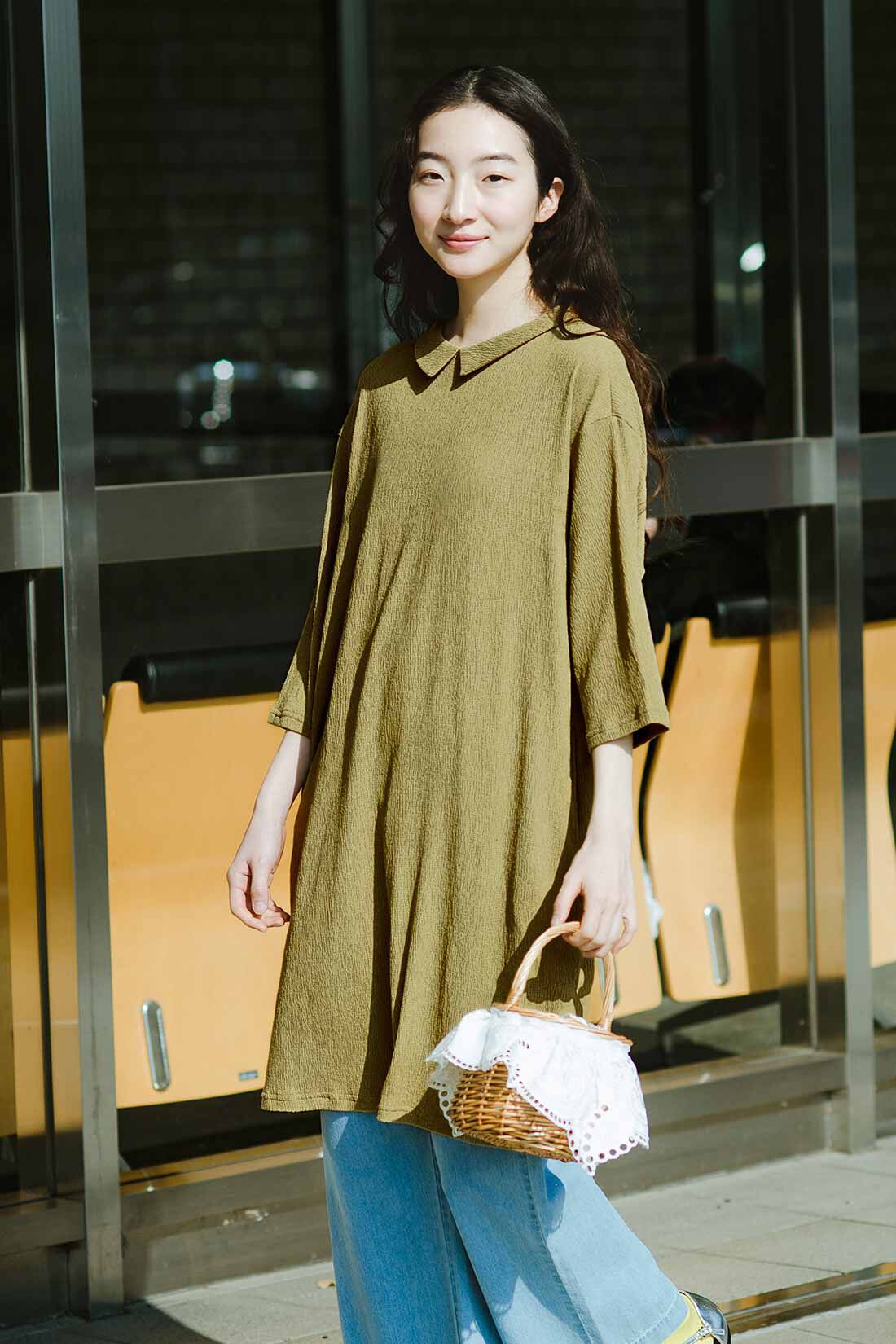 frauglatt|フラウグラット　衿付きで好印象♪ さらぽこ伸びやか素材のチュニックワンピース〈吸水速乾〉の会