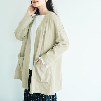 frauglatt | ダブルガーゼロングカーディガン