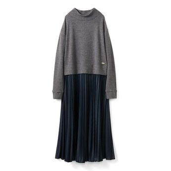 frauglatt | ｆｇ大人の女史会異素材ワンピース〈艶ネイビー〉
