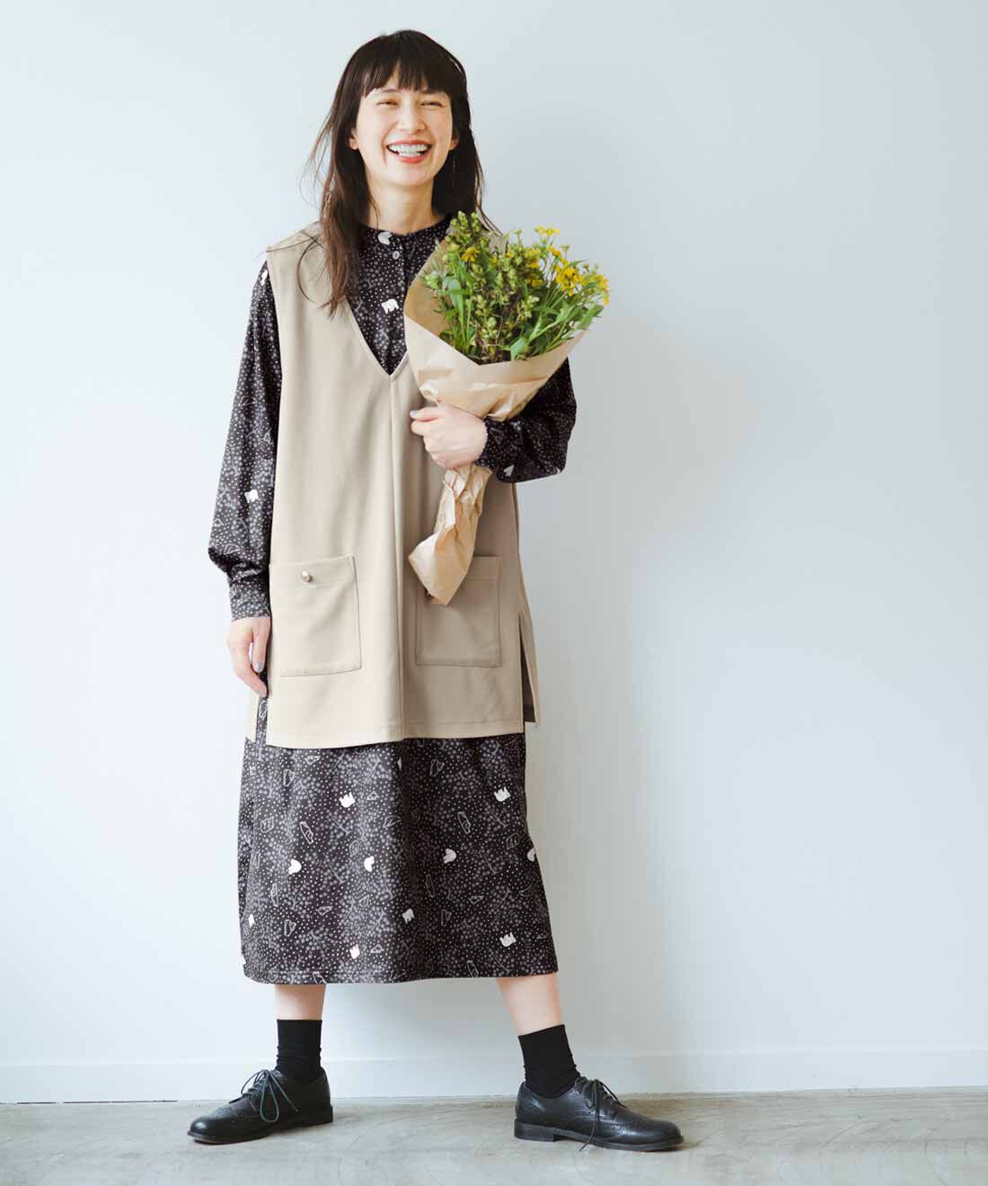 frauglatt|上品素材で仕立てたスタイルアップをかなえるベストチュニックのコーディネート