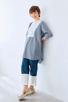frauglatt | 大人の女史会×frauglattレフ板チュニックシャツ〈艶ネイビー〉