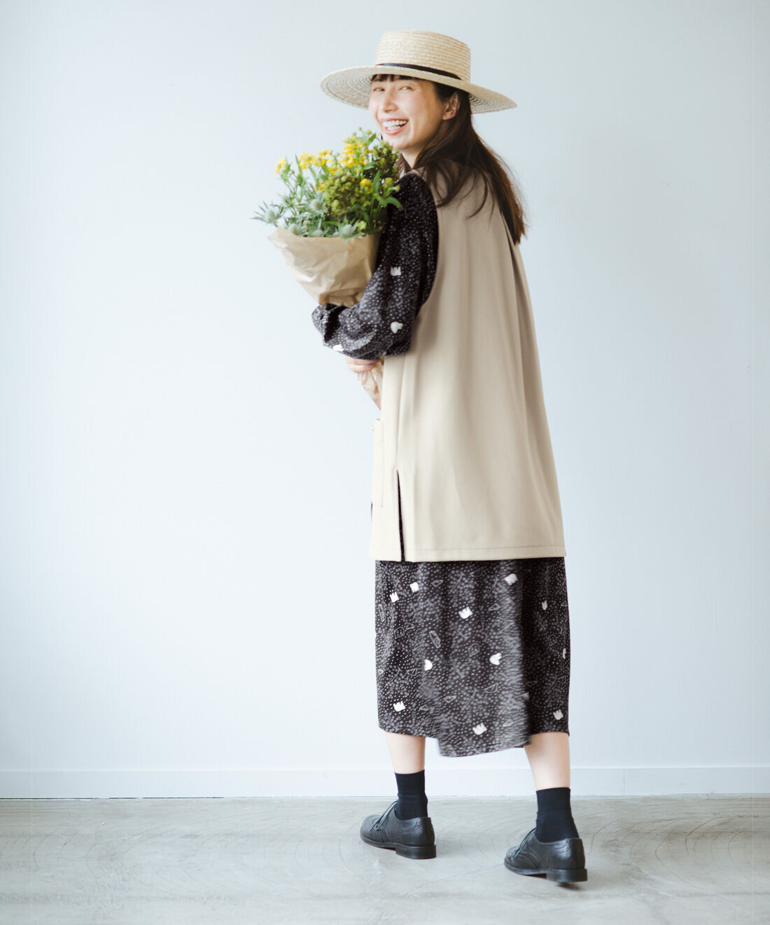 frauglatt|上品素材で仕立てたスタイルアップをかなえるベストチュニックのコーディネート