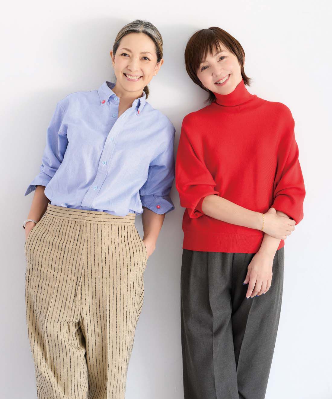 frauglatt［フラウグラット］|大人の女史会×frauglatt　一枚ですっきり シャツ重ね着風万能トップスの会|＼50代からの人生を楽しもう！／『大人の女史会』の松本孝美さん、渡辺満里奈さん