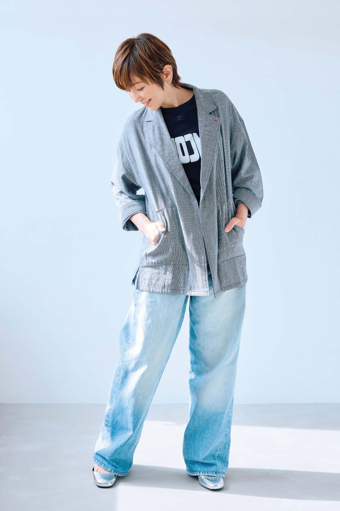 frauglatt|大人の女史会×frauglatt　ゆとり仕立てできちんと見え 小顔印象ダブルガーゼジャケット