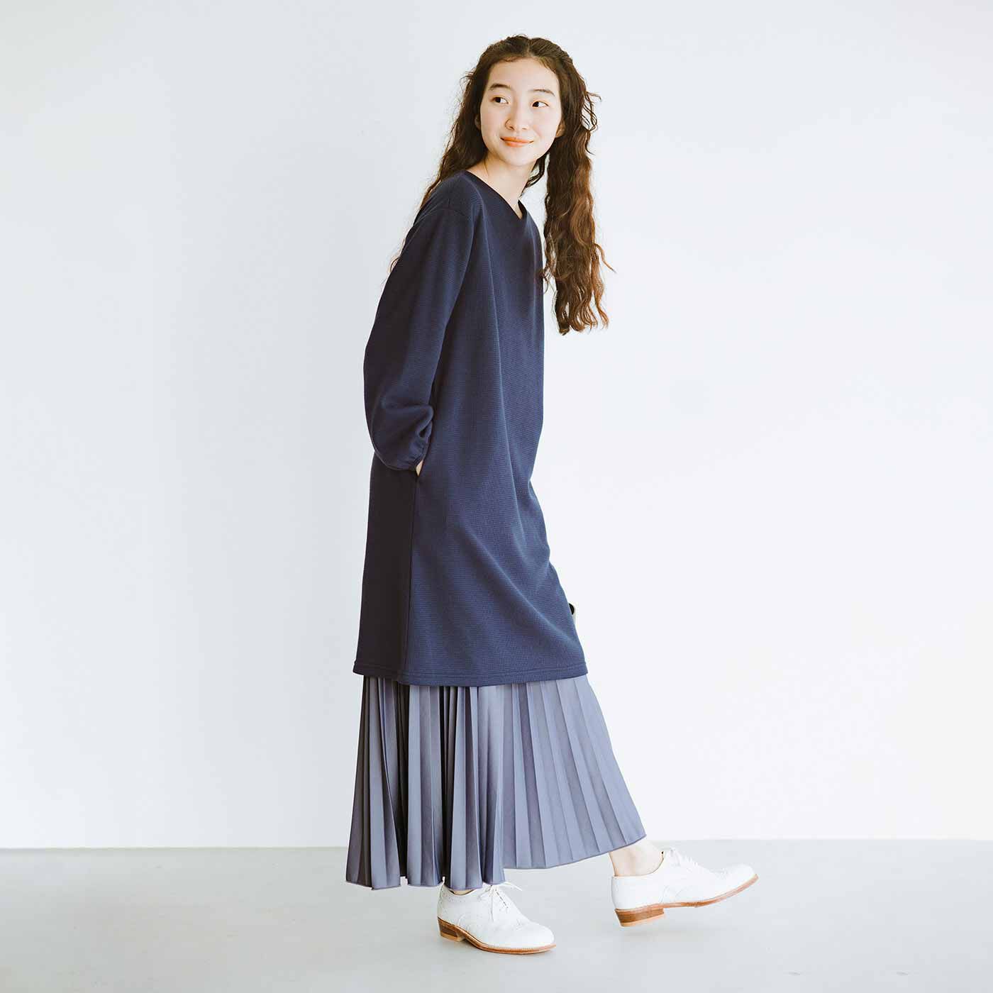 frauglatt|フラウグラット　伸びやからくちん♪ 大人のきれいめワッフル裏起毛チュニックの会|両サイドにポケット付き。