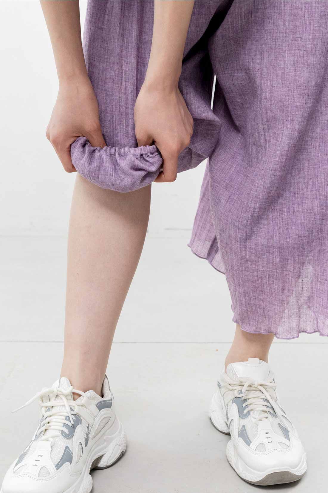 frauglatt|フラウグラット　便利な工夫がうれしい♪ スカート見えふんわり軽いガーゼパンツの会|ここにパンツのすそを巻き込むことで、トイレでのすそが床に着く問題を解決します。