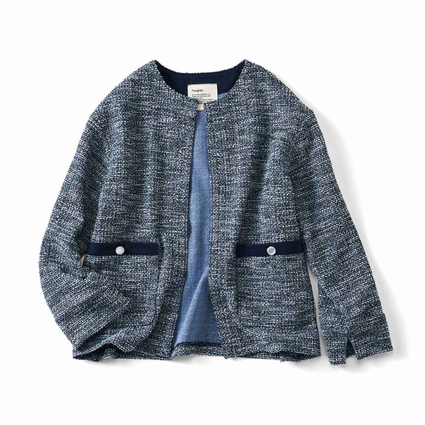 frauglatt|フラウグラット　上品華やかきちんと見え♪ 大人ツイード調カットソーのジャケット風カーディガンの会