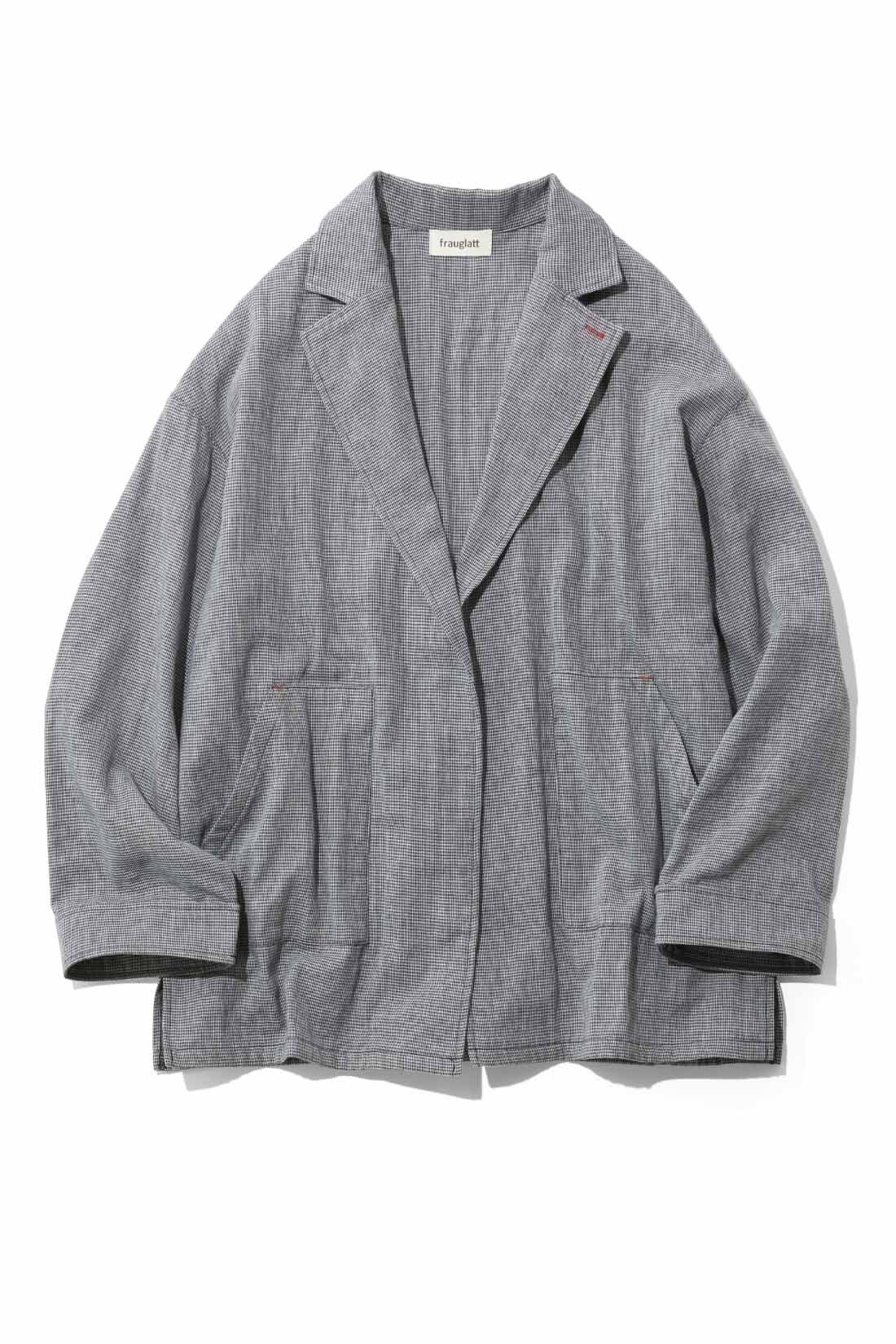 frauglatt|大人の女史会×frauglatt　ゆとり仕立てできちんと見え 小顔印象ダブルガーゼジャケット|〈千鳥格子〉
