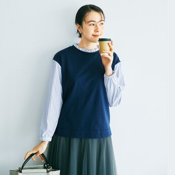 frauglatt | ブラウス重ね着風フリル衿トップス