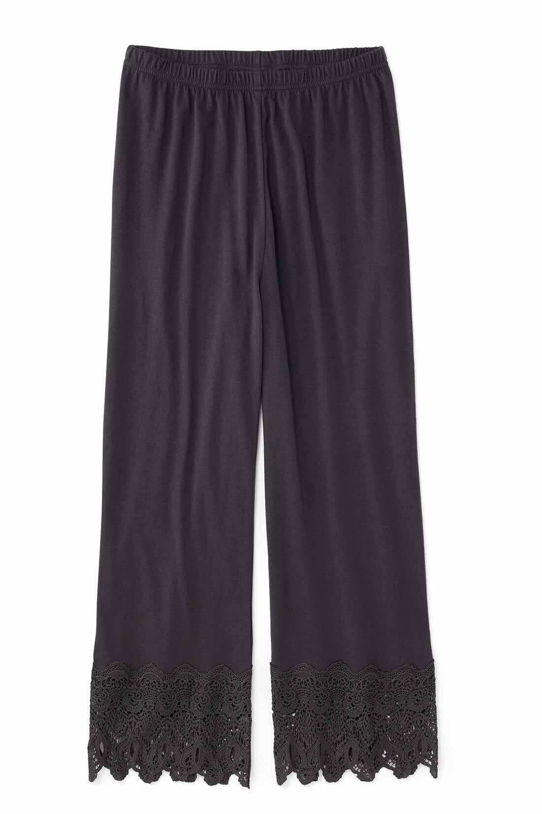 frauglatt|フラウグラット　華やかレースが上品♪ 大人の伸びやかなカットソーレギパンツ〈吸水速乾〉の会|〈ダークグレー〉