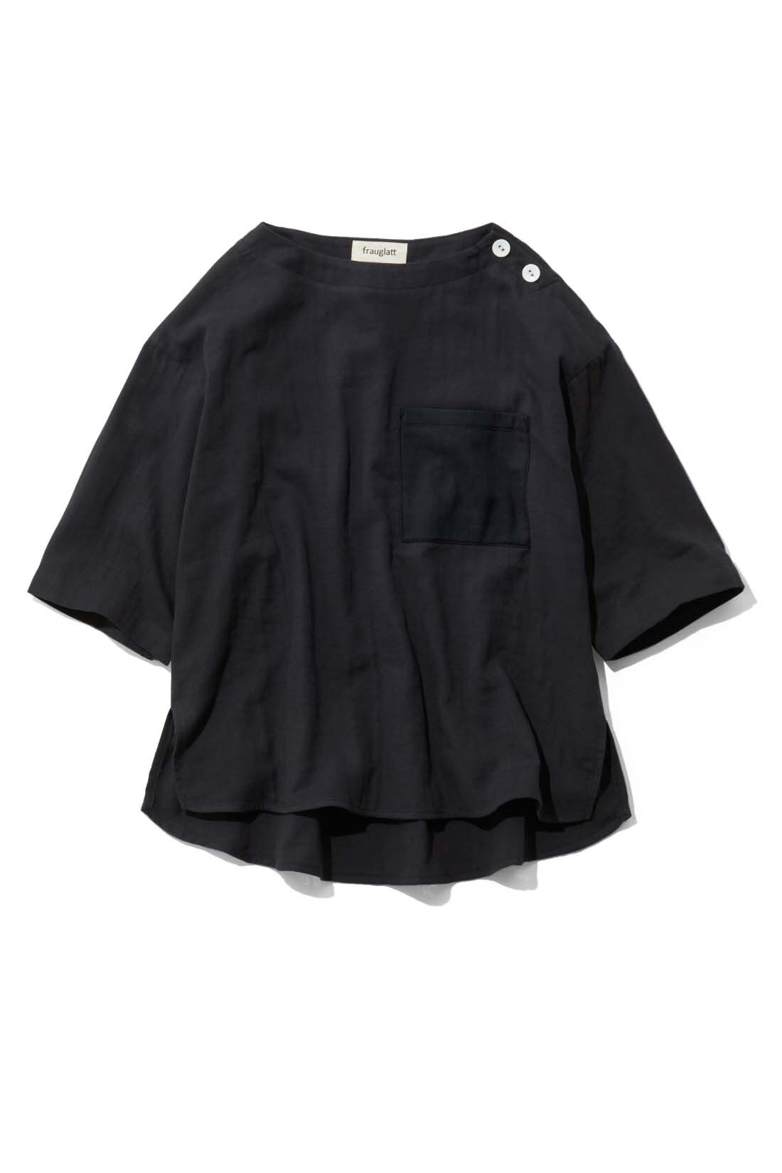 frauglatt|大人の女史会×frauglatt　ほどよい抜け感で自信をまとう 華奢（きゃしゃ）見えダブルガーゼトップス|〈モダンブラック〉