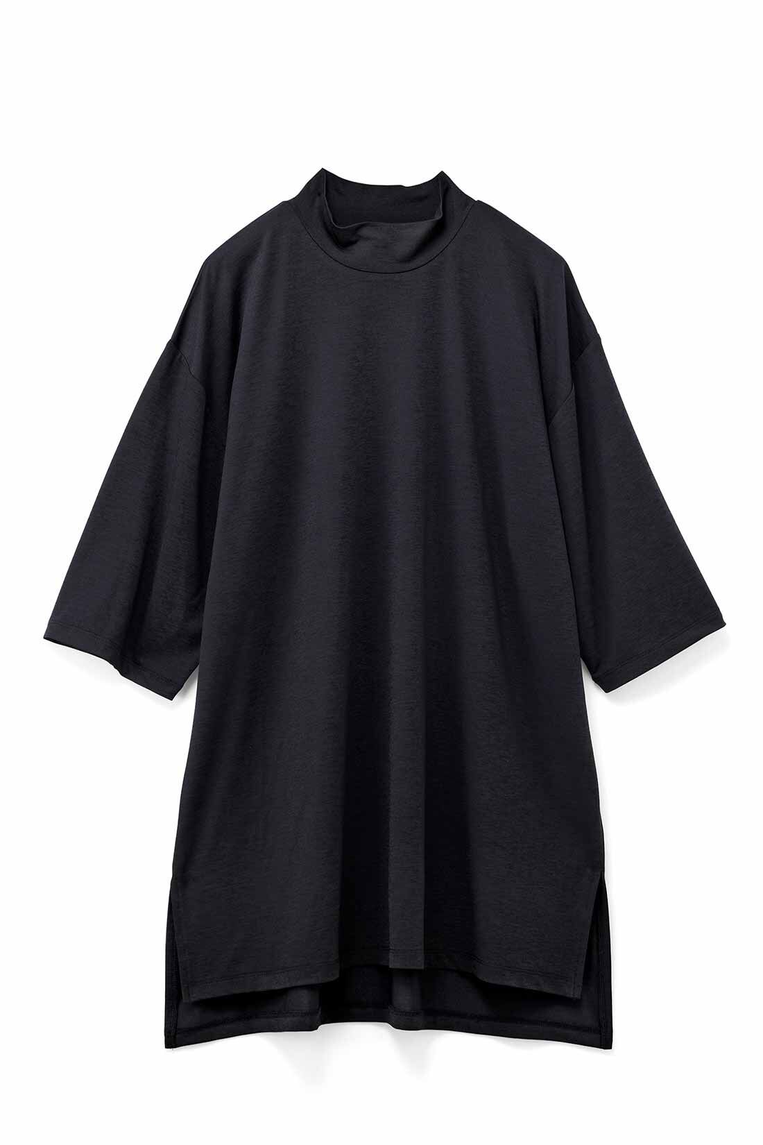 frauglatt|フラウグラット　すっぽり隠して伸びやからくちん♪ ハイネックカットソーチュニック〈UV対策/吸水速乾〉の会|〈ブラック〉