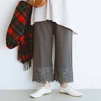 frauglatt | 大人のすそレース裏起毛パンツ