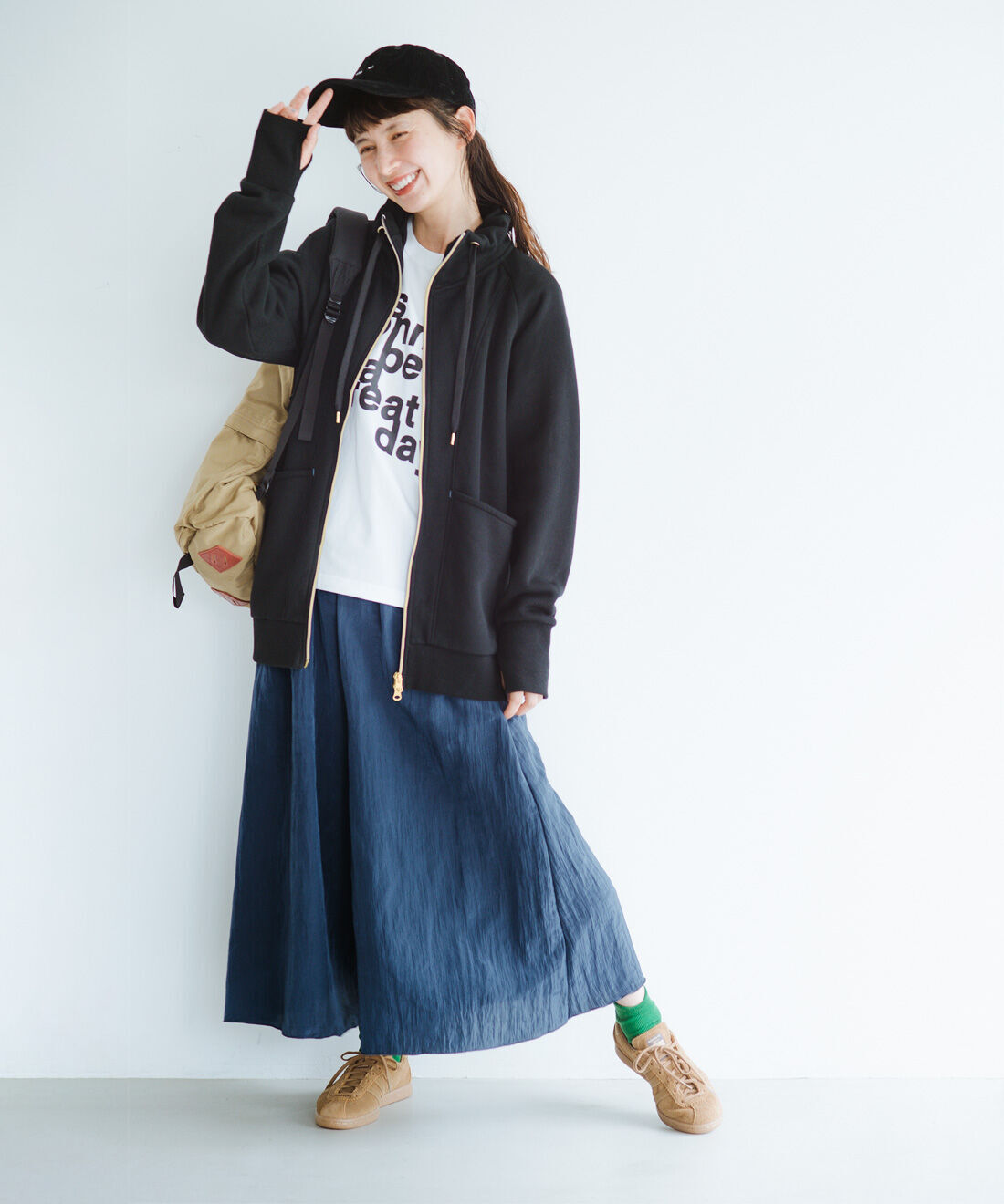 frauglatt|便利な裏地設計♪ スカート見えワイドパンツのコーディネート