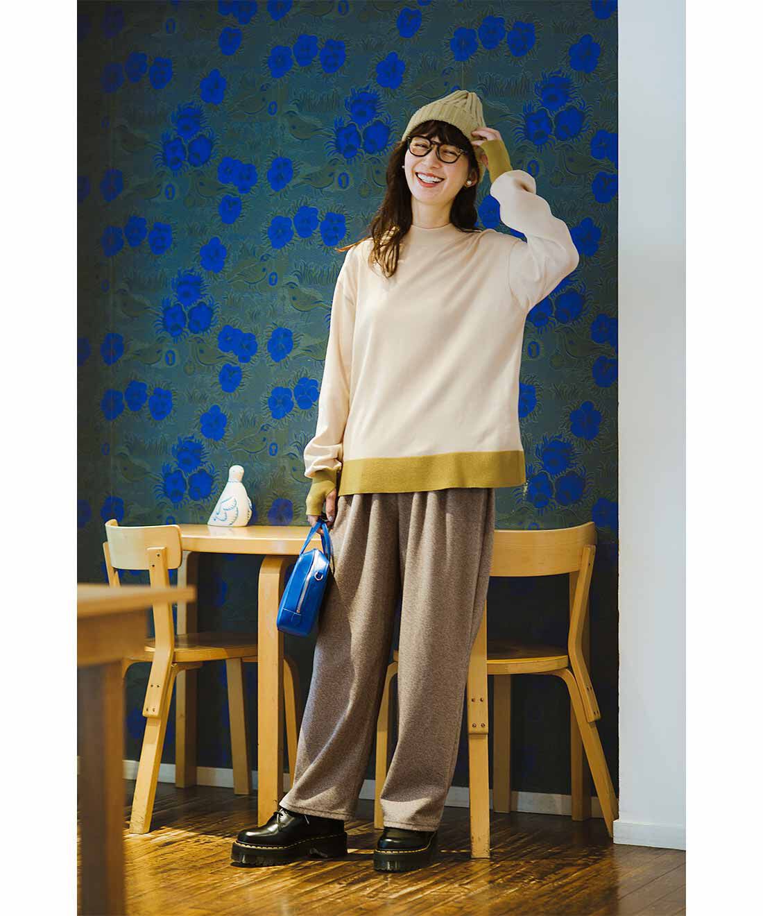 frauglatt|大人配色 プチハイネックのウォッシャブルニットトップスのコーディネート