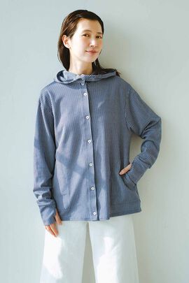 frauglatt | ストライプやわらかパーカーシャツUV対策