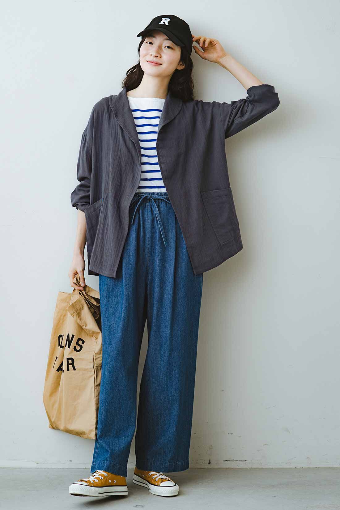 frauglatt|ダブルガーゼジャケット風カーディガンのコーディネート