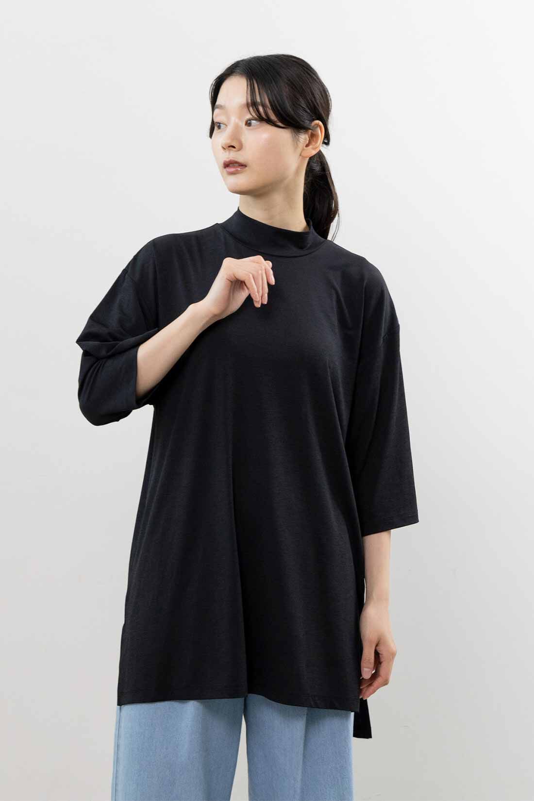 frauglatt|フラウグラット　すっぽり隠して伸びやからくちん♪ ハイネックカットソーチュニック〈UV対策/吸水速乾〉の会|ぐーんと伸びやかで動きやすい。