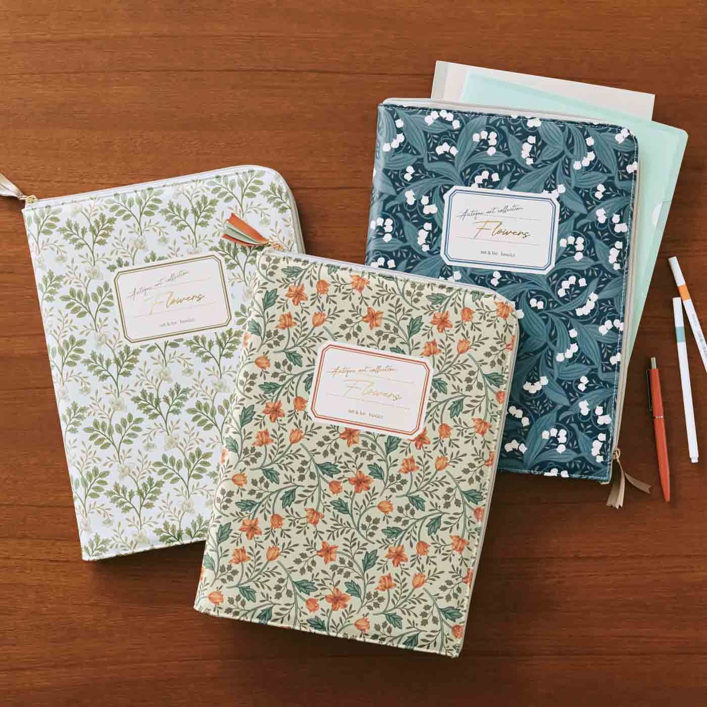 am&be|am＆be　アンティークフラワー 集めるほどに華やか アートブックみたいな A4ファイルポーチの会