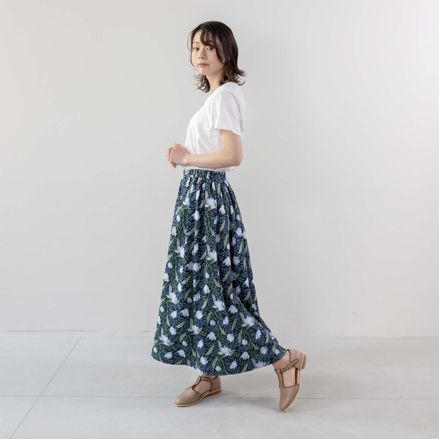 am&be|am＆be　リラックスタイムもお出かけもこれひとつ 綿100％スムース生地のロングスカート〈チューリップ〉|シンプルなTシャツに合わせても華やかに。