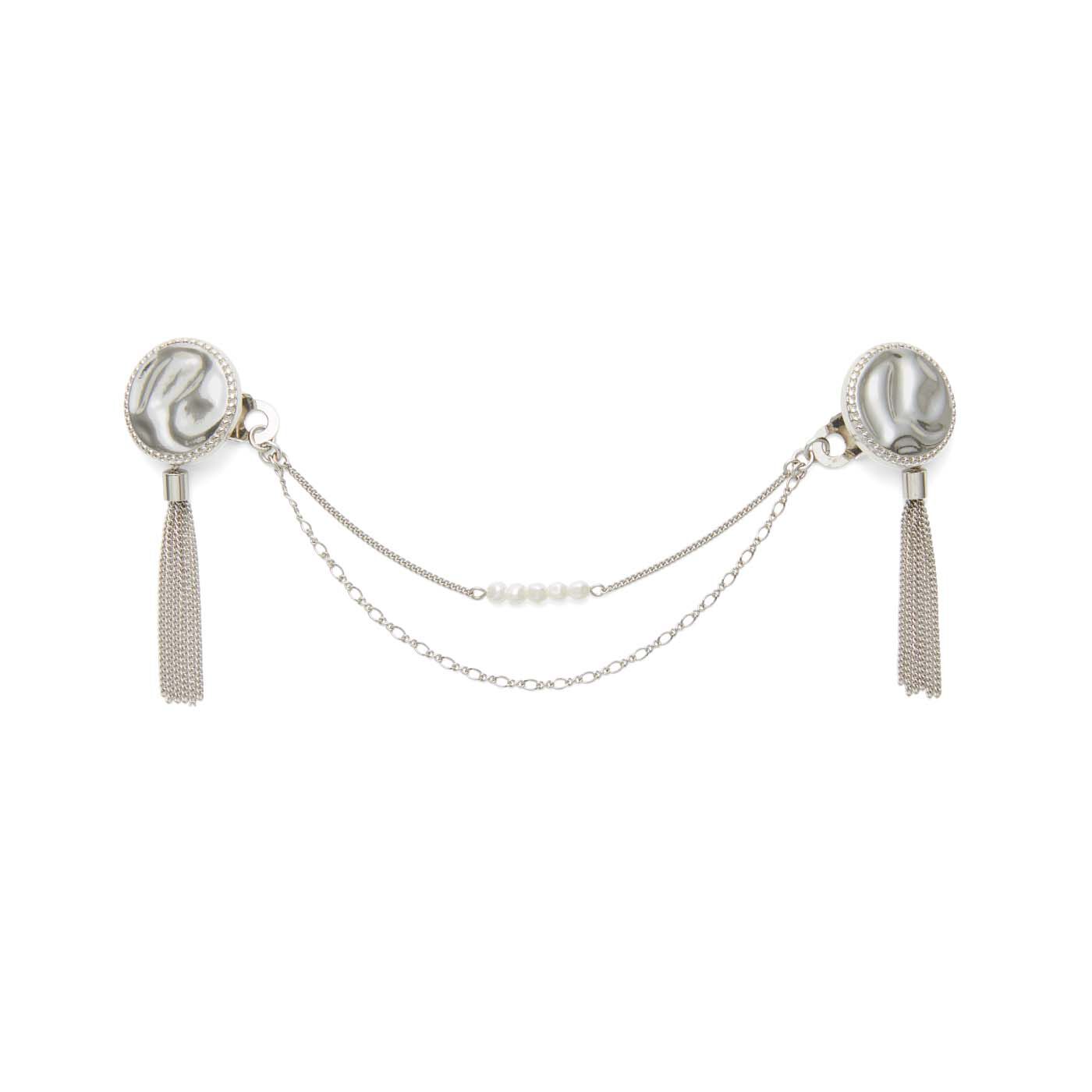 am&be|ａｍ＆ｂｅ　月モチーフがきらめく 挟むだけで瞬時に華やかパール風アクセサリークリップの会|〈ゆらめく満月 シルバー〉