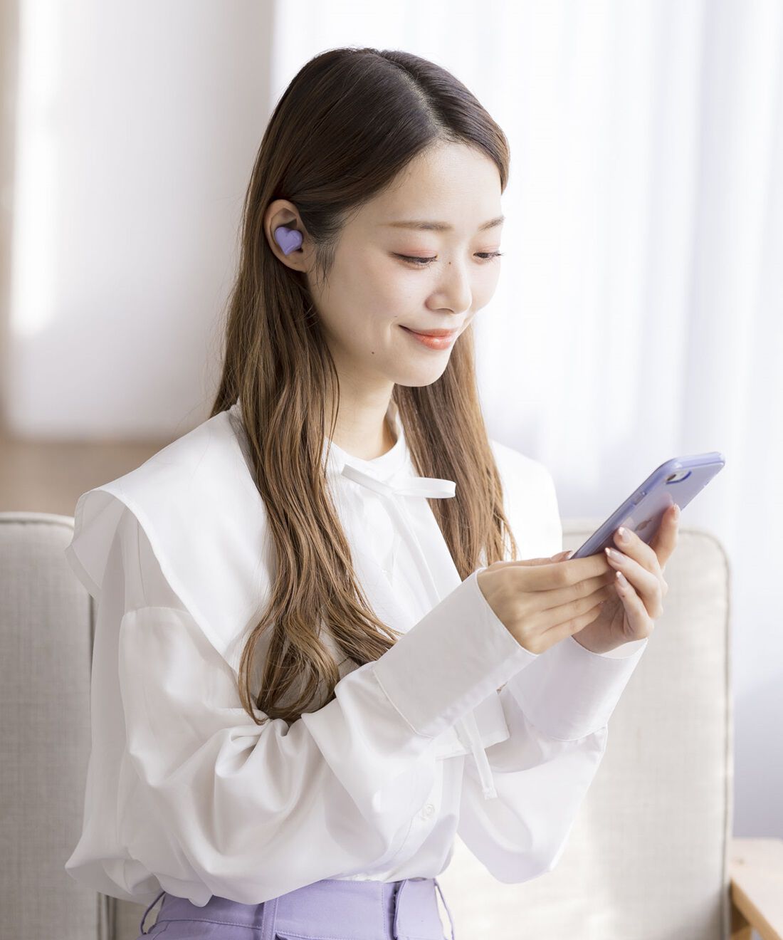 OSYAIRO|ケースカバー付き　ハート彩るモーヴなイヤホンHeartBuds〈パープル〉