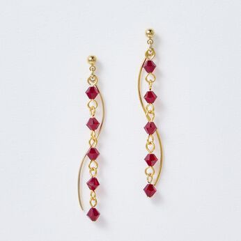 OSYAIRO | ５連クリスタルガラスのイヤアクセ〈レッド〉