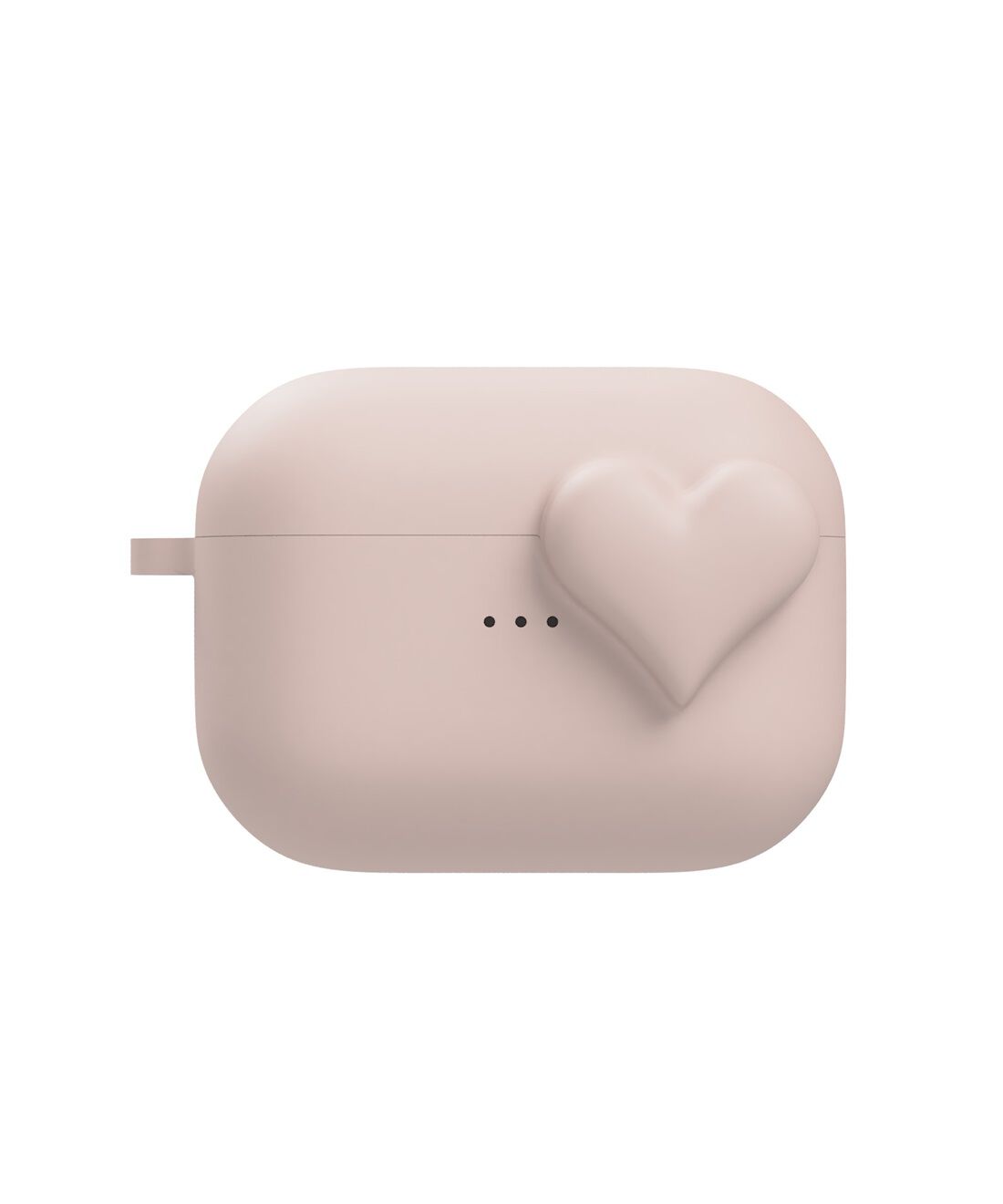 OSYAIRO|ケースカバー付き　ほんのり色づくハートのイヤホンHeartBuds〈ピンク〉|〈front〉立体のハートが留め具になっています。
