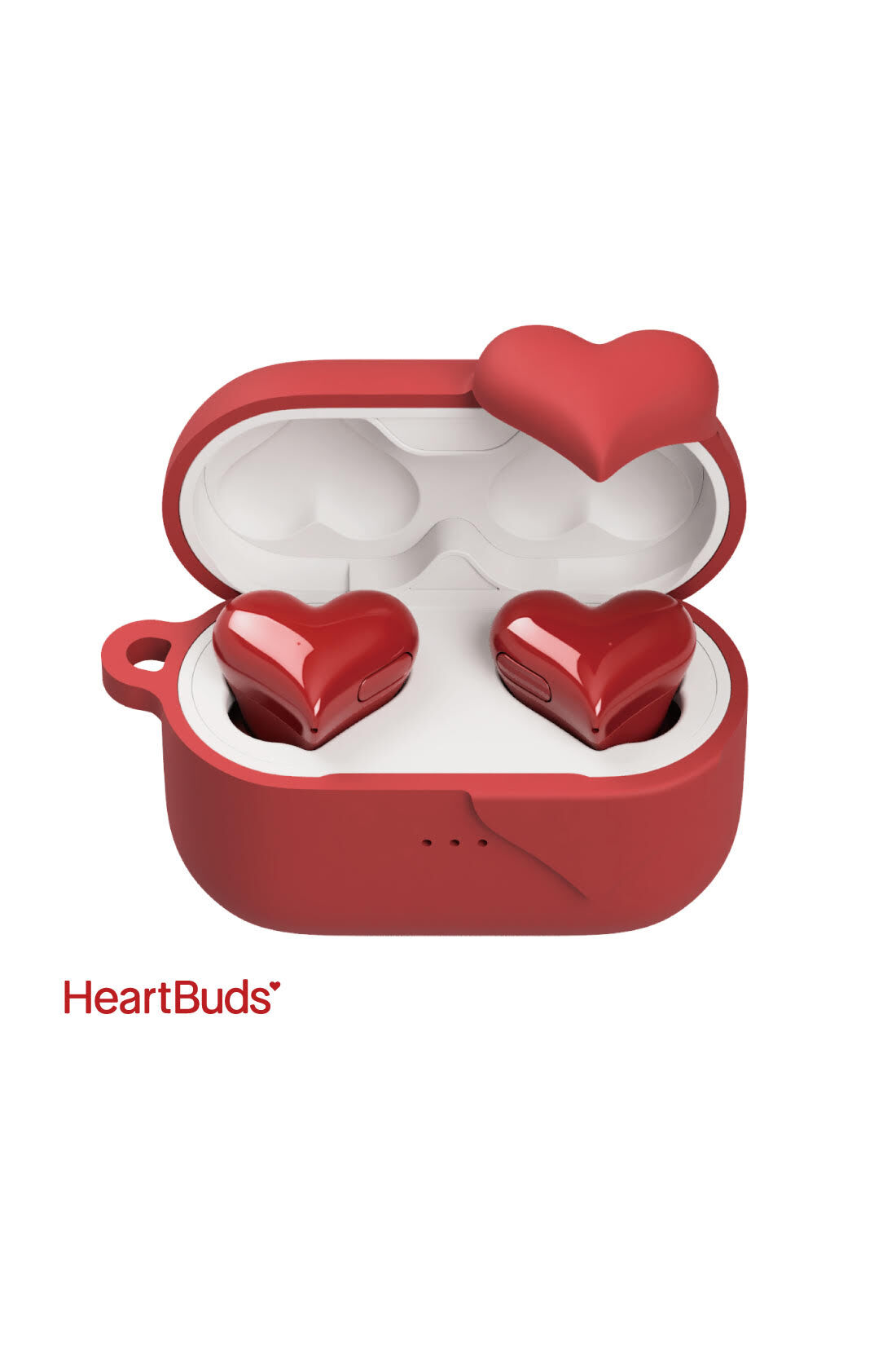 OSYAIRO|ケースカバー付き　ハートときめく真っ赤なイヤホンHeartBuds〈レッド〉|専用カバーをイヤホンケースにすぽっとかぶせてシールで固定するだけ。真っ赤なイヤホンケースに変身です。