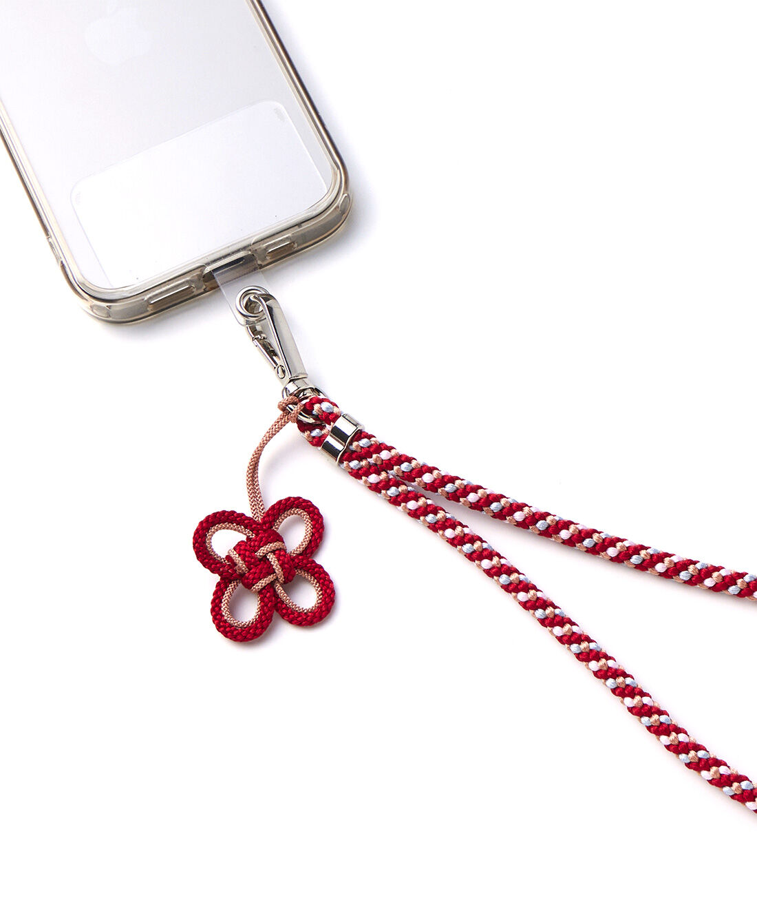 OSYAIRO［オシャイロ］|OSYAIRO 叶結びに願いを込める 京くみひもの推し色スマホストラップ〈赤〉|職人手づくりの叶結びのくみひもチャーム付き。