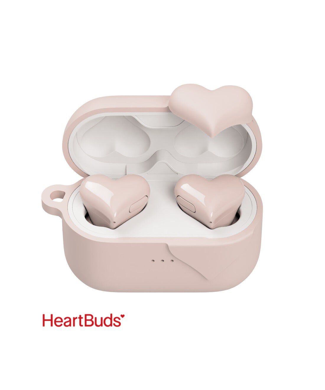 OSYAIRO|ケースカバー付き　ほんのり色づくハートのイヤホンHeartBuds〈ピンク〉|専用カバーをイヤホンケースにすぽっとかぶせてシールで固定するだけ。ピンクのイヤホンケースに変身です。