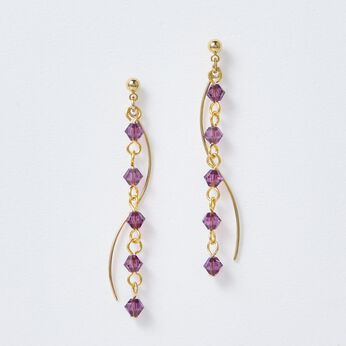 OSYAIRO | ５連クリスタルガラスのイヤアクセ〈パープル〉