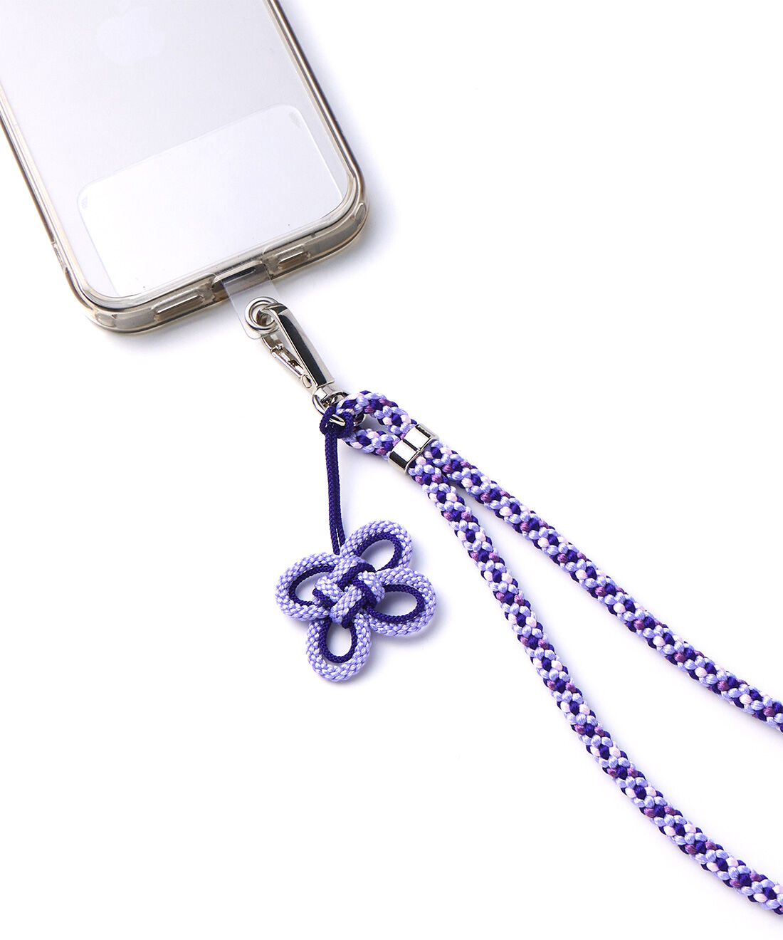 OSYAIRO［オシャイロ］|OSYAIRO 叶結びに願いを込める 京くみひもの推し色スマホストラップ〈紫〉|職人手づくりの叶結びのくみひもチャーム付き。