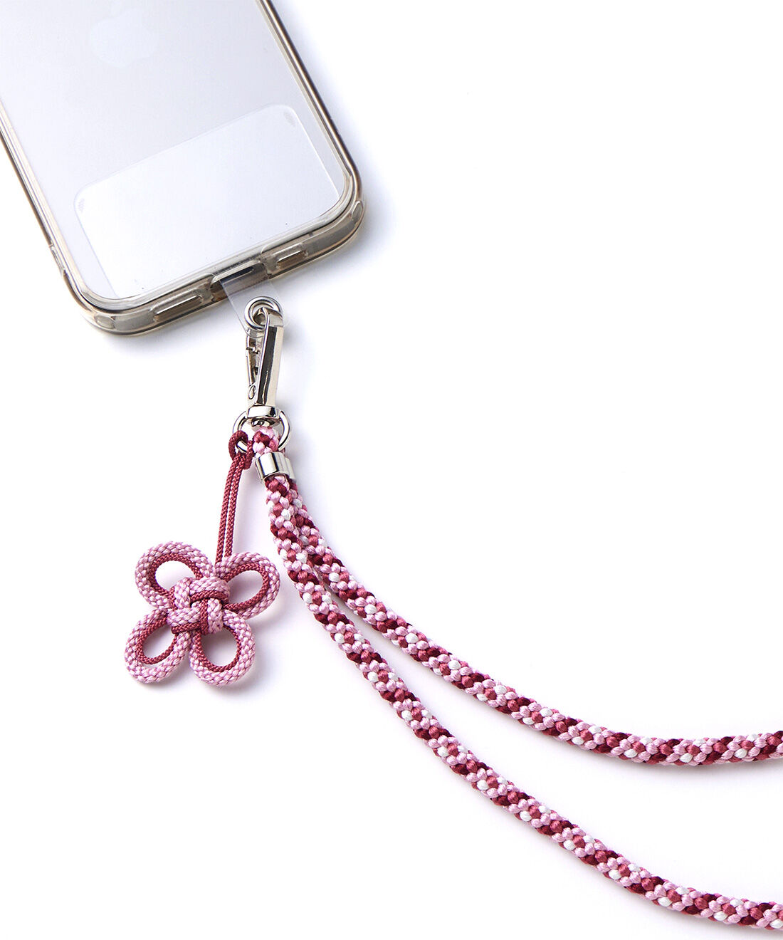 OSYAIRO［オシャイロ］|OSYAIRO 叶結びに願いを込める 京くみひもの推し色スマホストラップ〈桃〉|職人手づくりの叶結びのくみひもチャーム付き。
