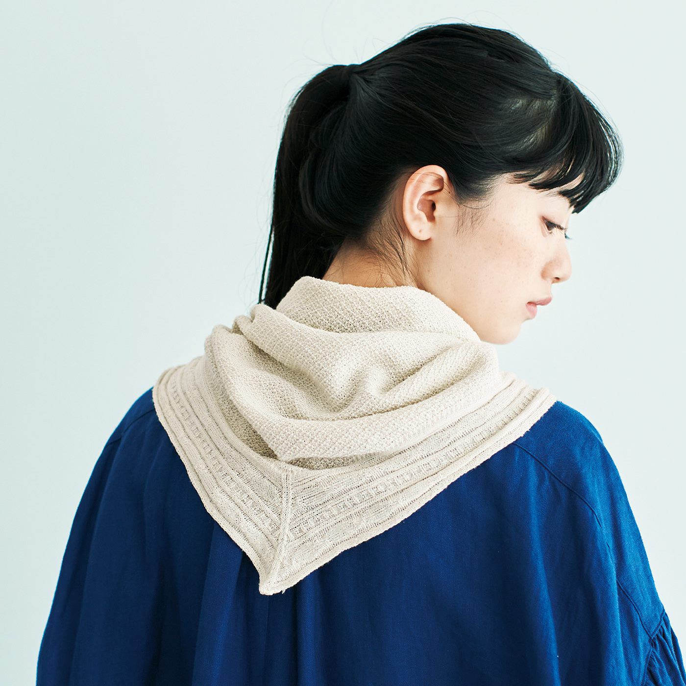 el:ment|el:ment　ホールガーメント（R）の鹿の子編みがさらり心地　コットンシルクの変形三角スカーフ〈UV対策〉の会