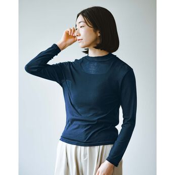 el:ment | 羽衣心地の伸びやかコットン100％ハイネックシアートップス