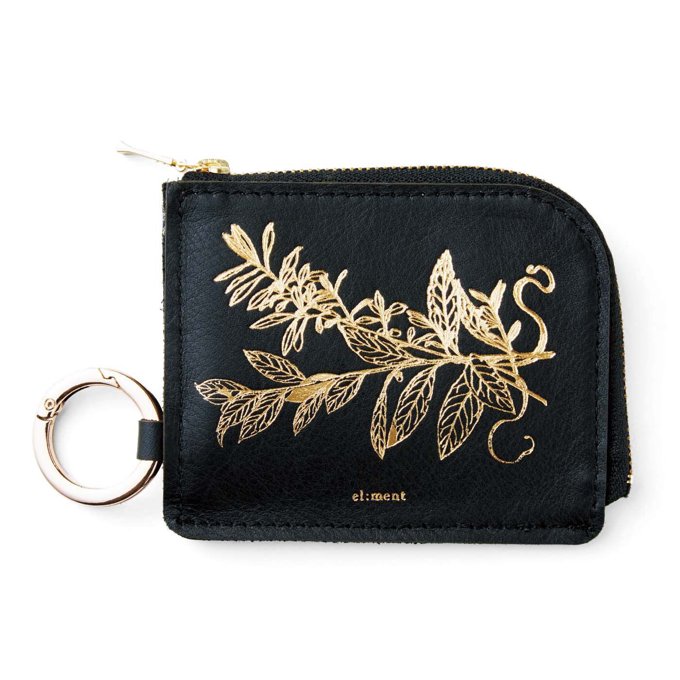 el:ment［エルメント］|el:ment　味わい育てるしなやか姫路レザー キーチェーン付きＬ字ミニ財布の会|〈ランプブラック〉