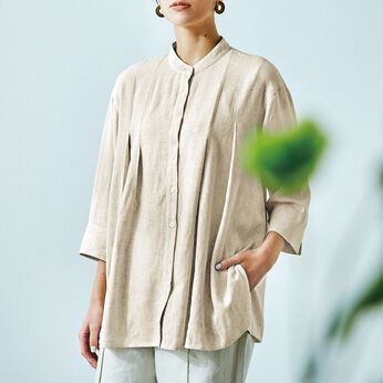 el:ment | 染色してない生成り レーヨン麻の羽織シャツ