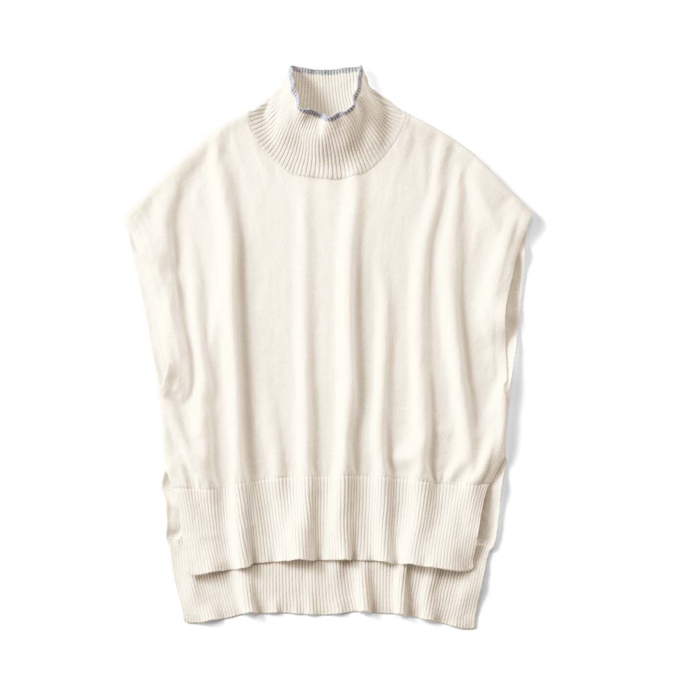 el:ment|大人の女史会×el:ment　首もとシルクたっぷり 好印象カラーのハイネックニットベストの会|〈スノーホワイト×グレー〉