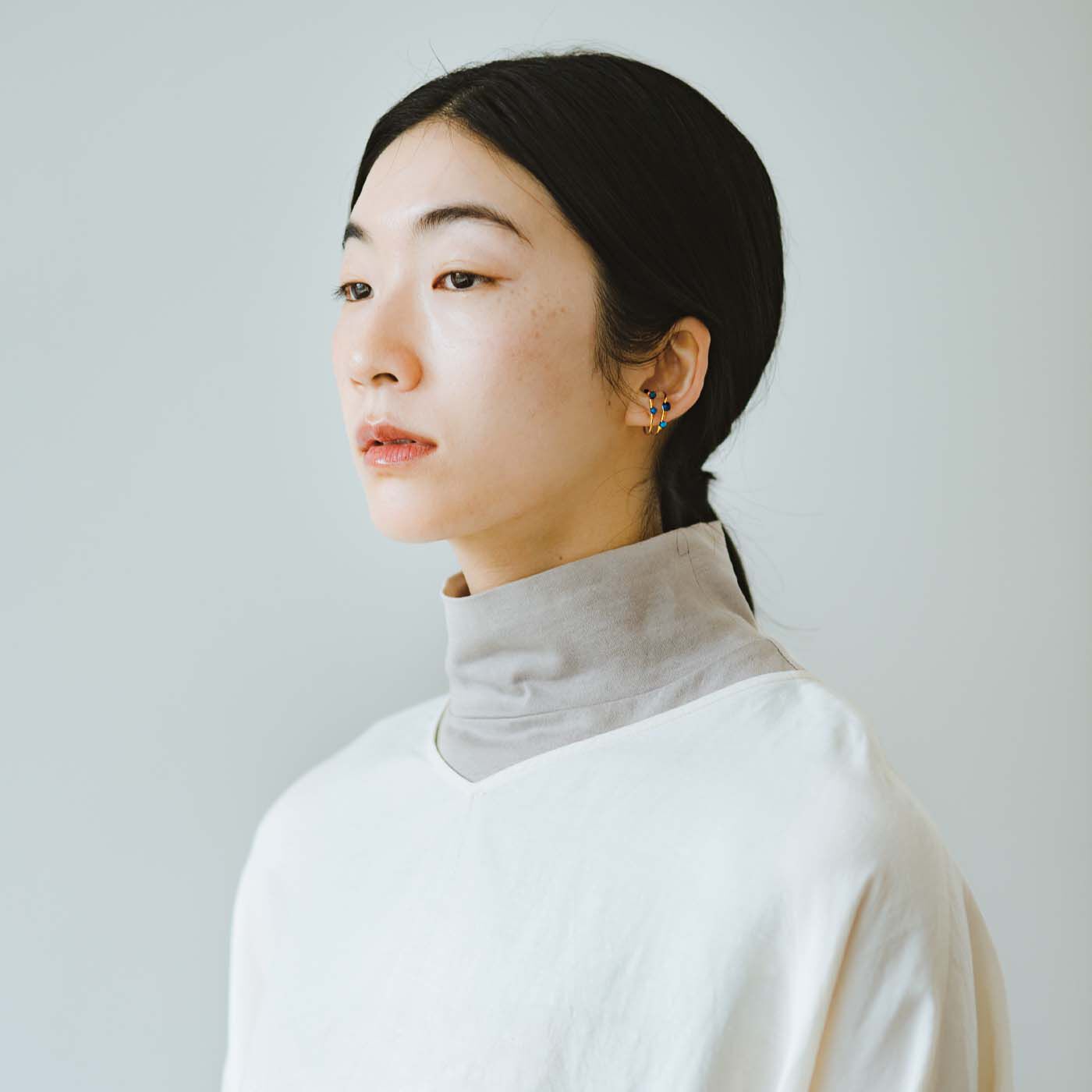 el:ment|el:ment　さらり心地のコットンリネンカットソー　首もとまでやさしく包み込む 付けハイネック〈UV対策〉の会