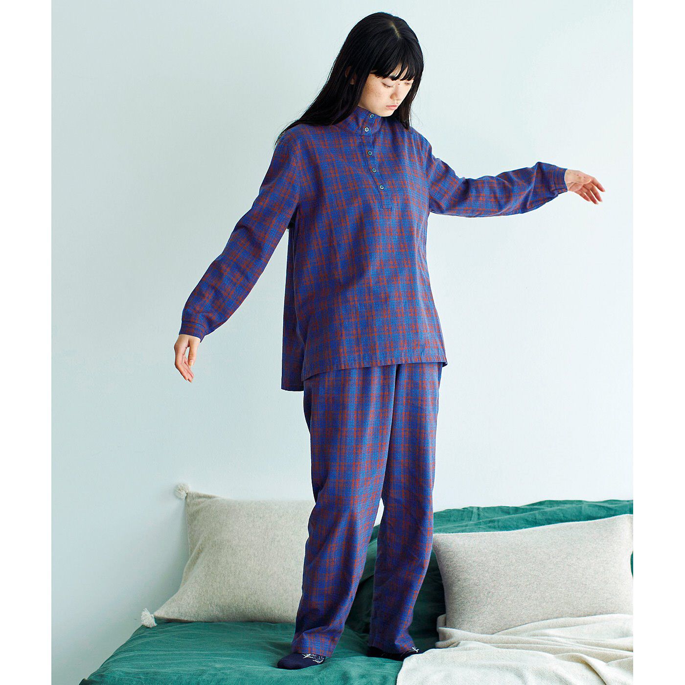 el:ment［エルメント］|el:ment　おうちと眠りの時間を心地よく　やわらか綿起毛　タートルウェアセット〈ブルーテラコッタ〉
